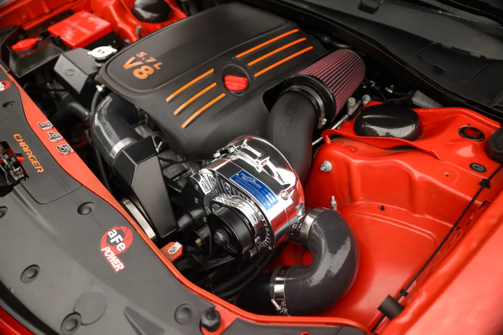 2022 Dodge Challenger 392 Orange ProCharged underhood