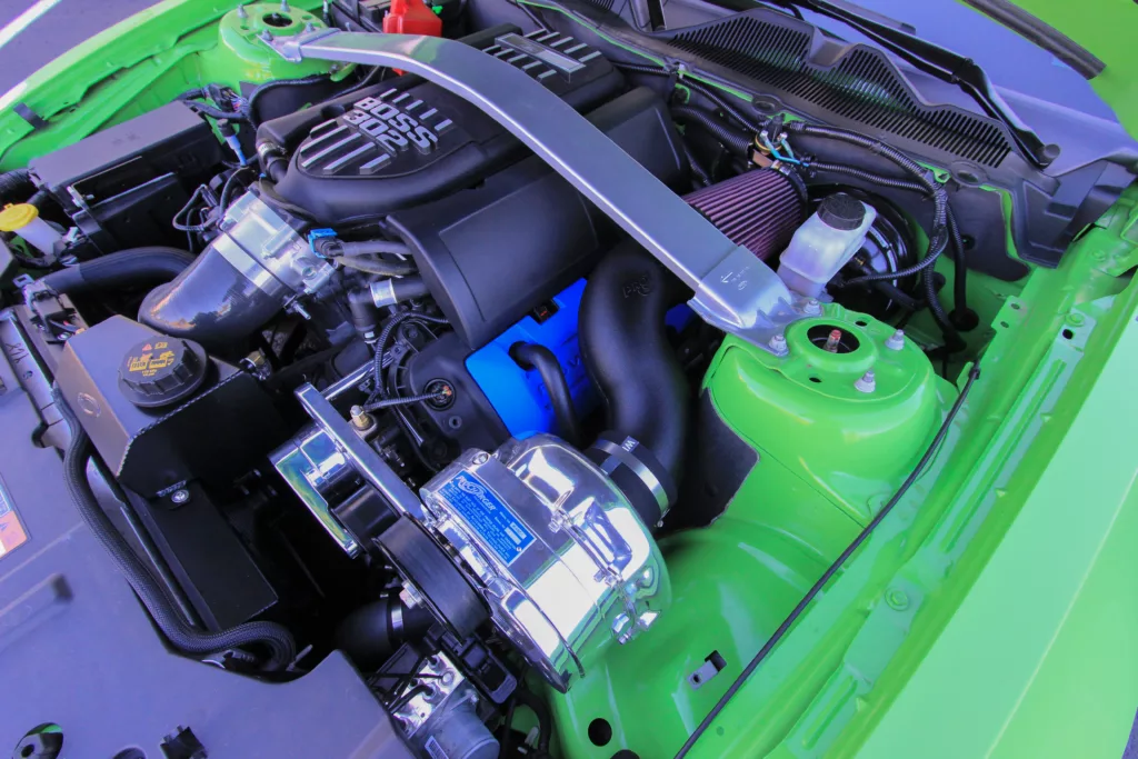 2012-2013 Ford Mustang Boss 302 underhood with HO ProCharger Kit