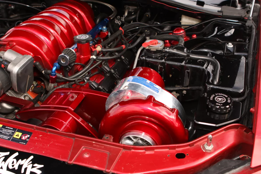 ProCharger red underhood on Dodge Magnum
